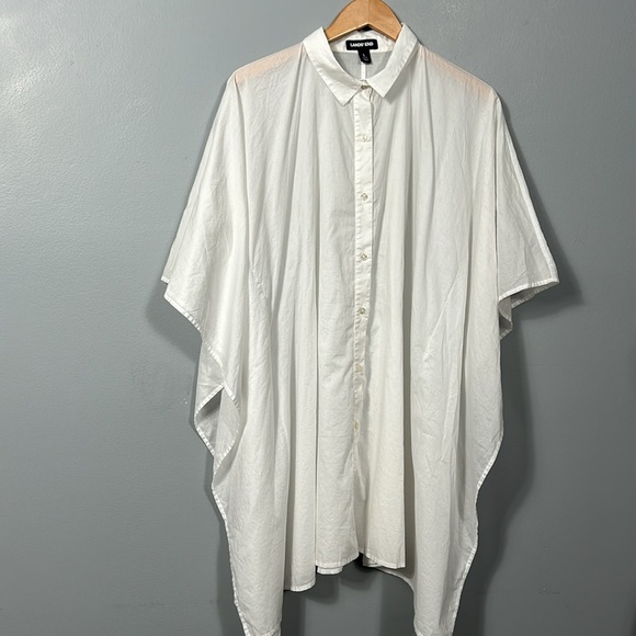Land’s End Womens White Spread Collar Kaftan Sleeve Button-Up Shirt Size L 14-16 - Picture 5 of 16